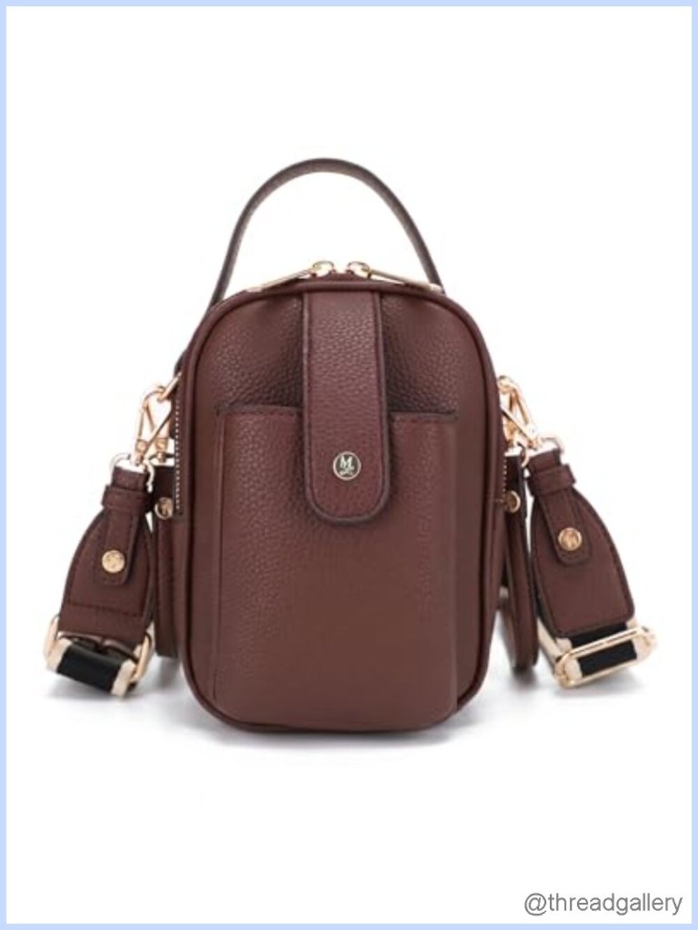 Vegan Leather Multi Compartment Crossbody Bag Detachable Straps